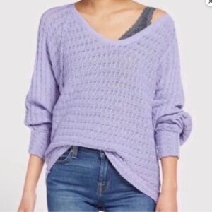 We the free Thiens Hacci sweater lose knit lilac dolman sleeves size medium